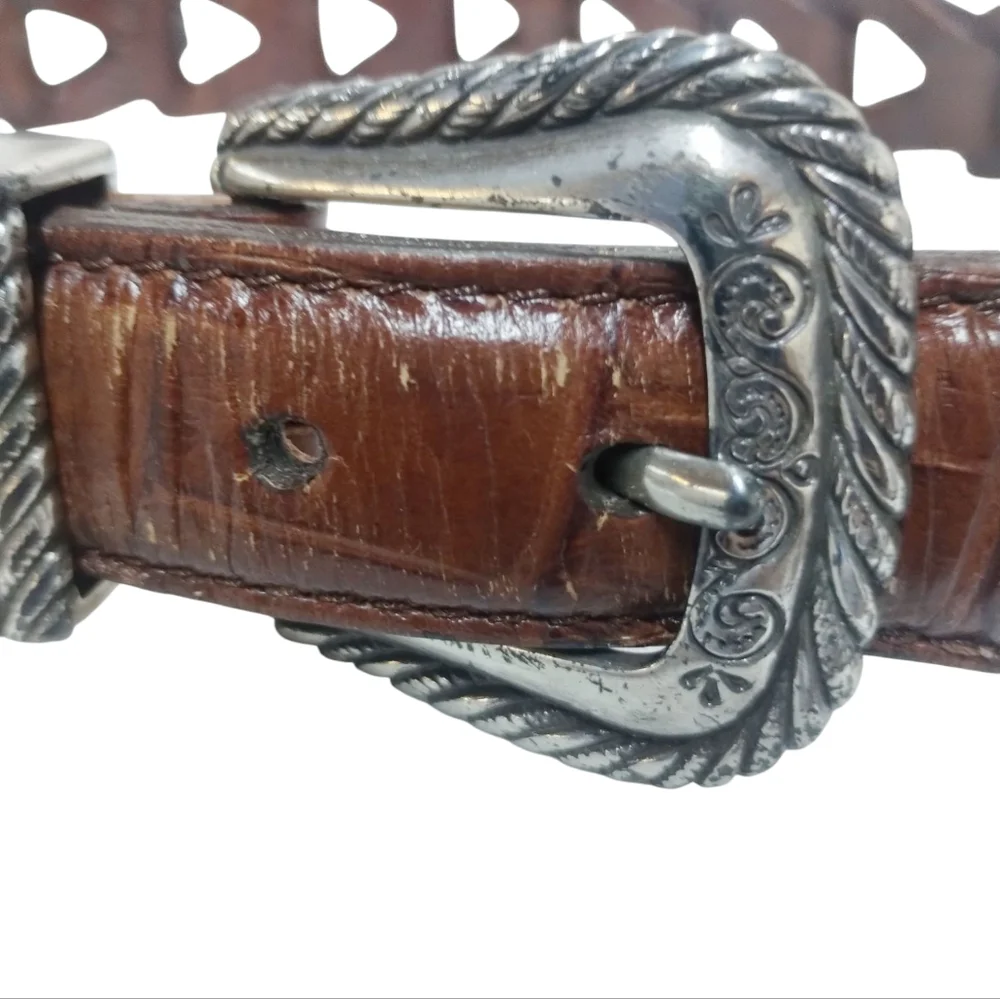 Vintage Brighton Women's Leather Linked Croc Print Belt size‎ 26 Small Western